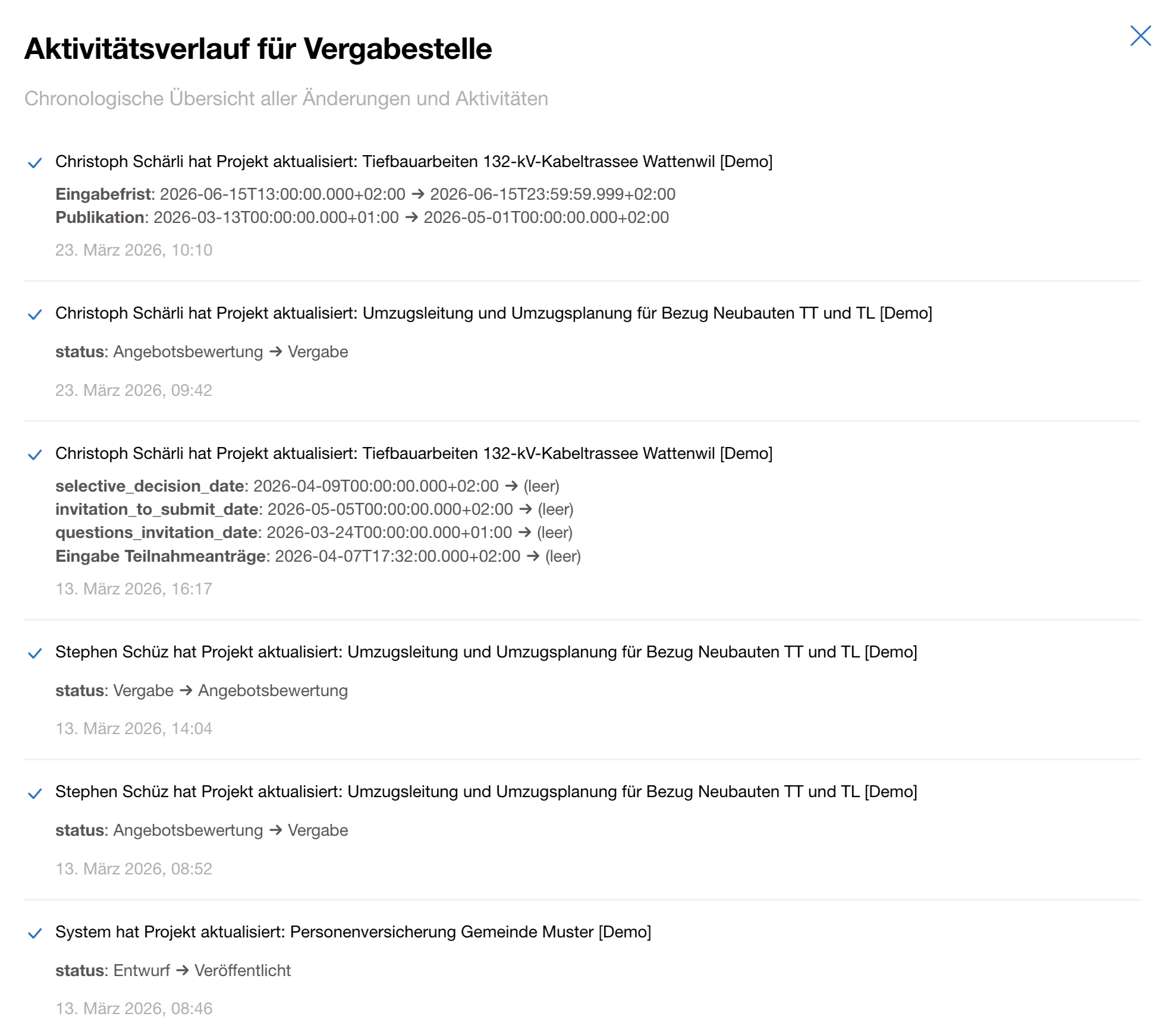 Protokoll und Änderungsverlauf