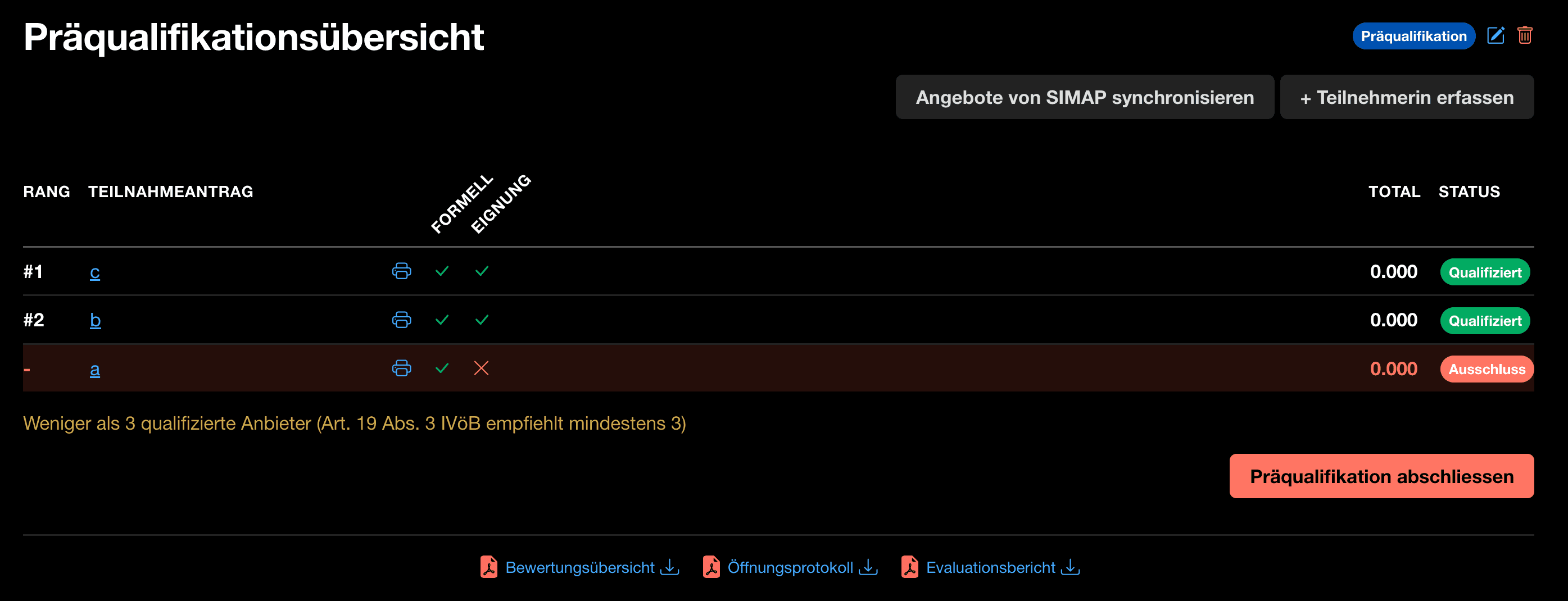 Selektives Verfahren, losweise Bewertung und Dark Mode
