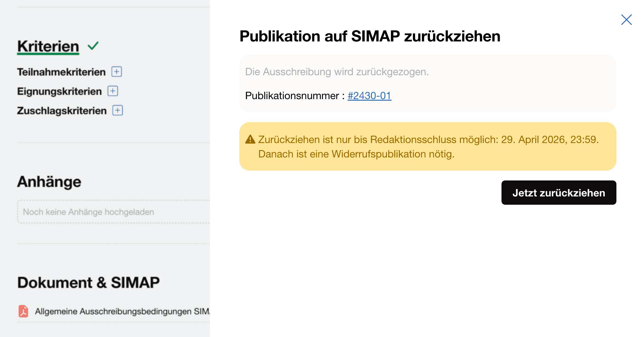 SIMAP-Workflows ausgebaut: Zuschlag, Rückzug und mehr